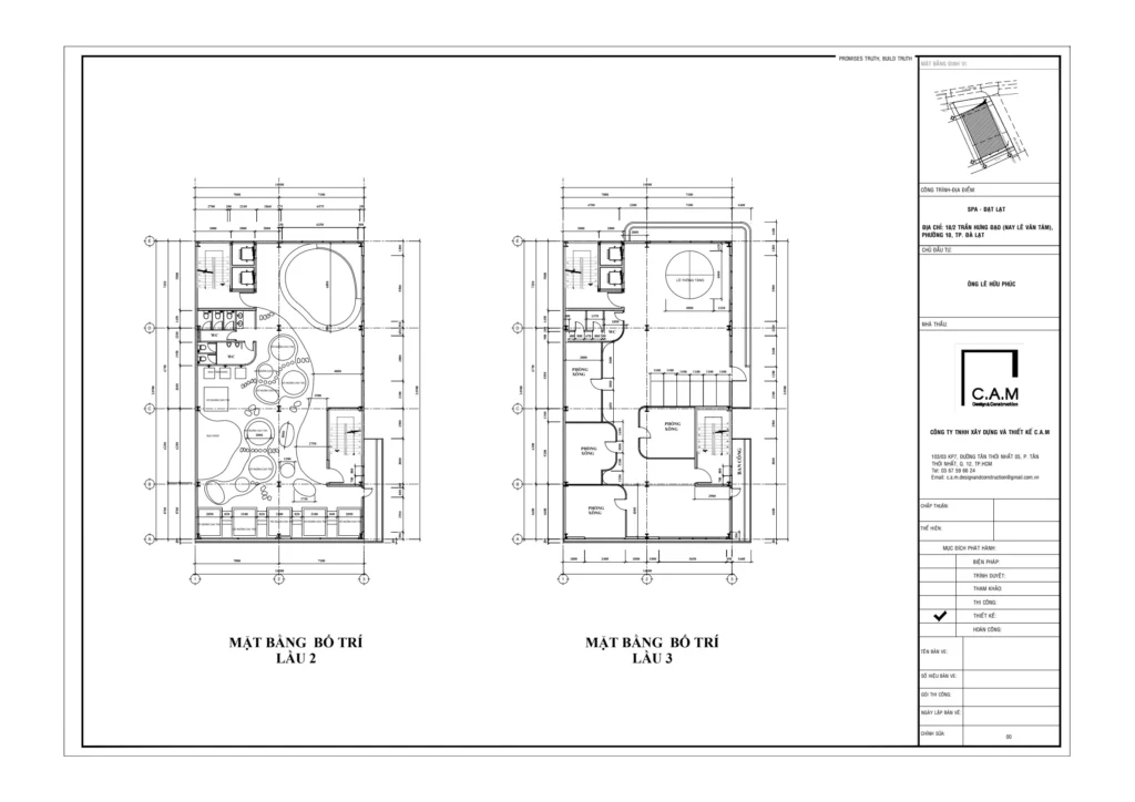 Thi công Spa Đà Lạt 1750m² – Không gian Spa 1 trệt 4 lầu