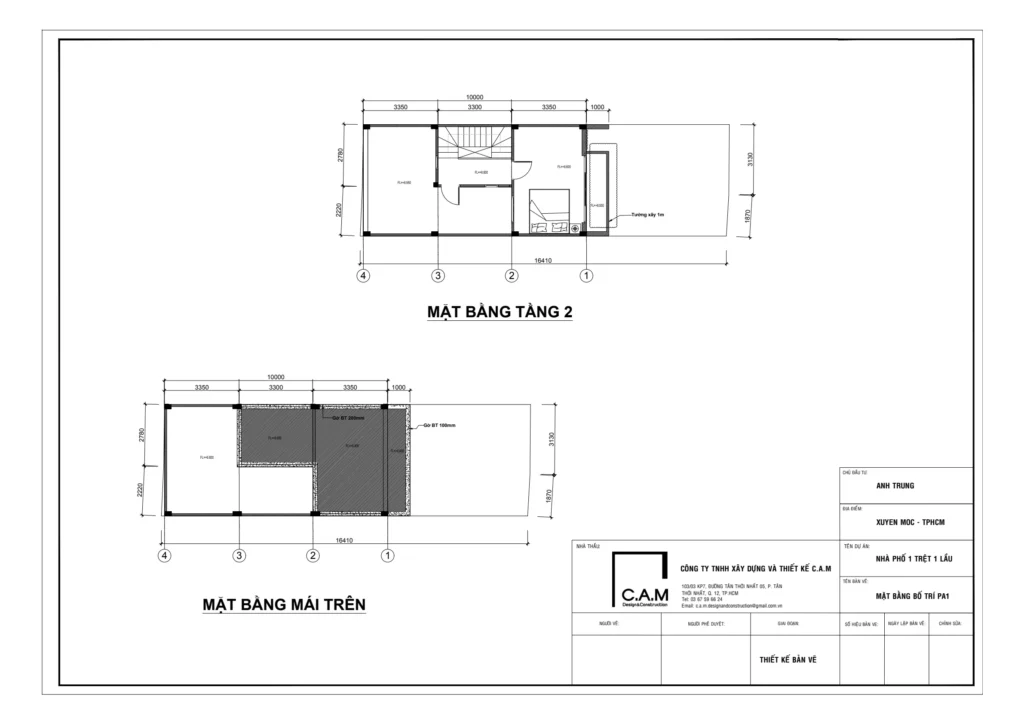 Thiết kế nhà phố Hồ Tràm TPHCM có diện tích 5x10m với 3 phòng ngủ, 2 WC