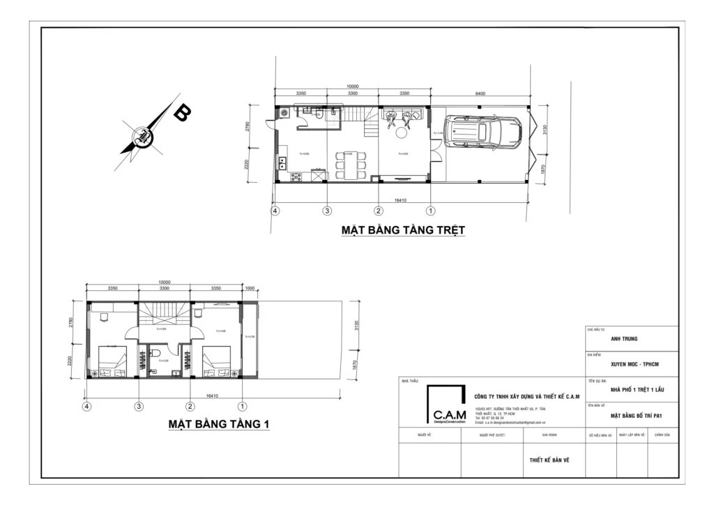 Thiết kế nhà phố Hồ Tràm TPHCM có diện tích 5x10m với 3 phòng ngủ, 2 WC