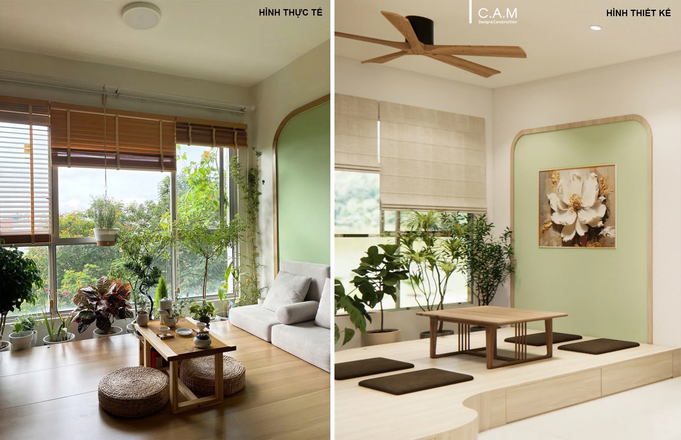 Đối chiếu thiết kế và thực tế hệ tủ phòng khách Celadon City