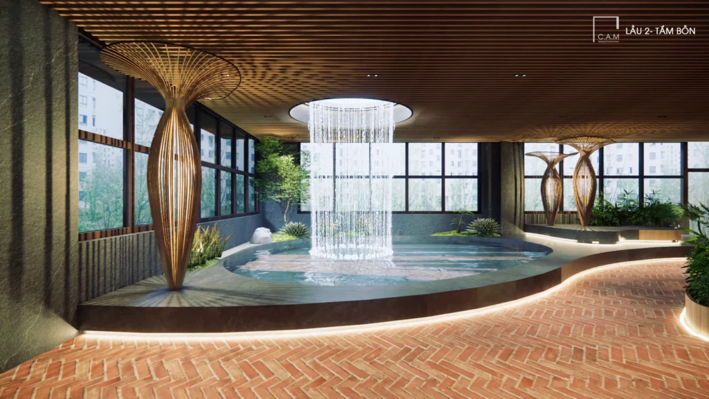 Không gian hồ nước thư giãn trong Spa Đà Lạt