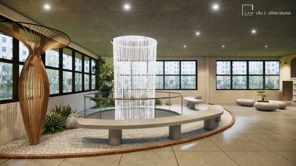 Không gian hồ nước thư giãn trong Spa Đà Lạt