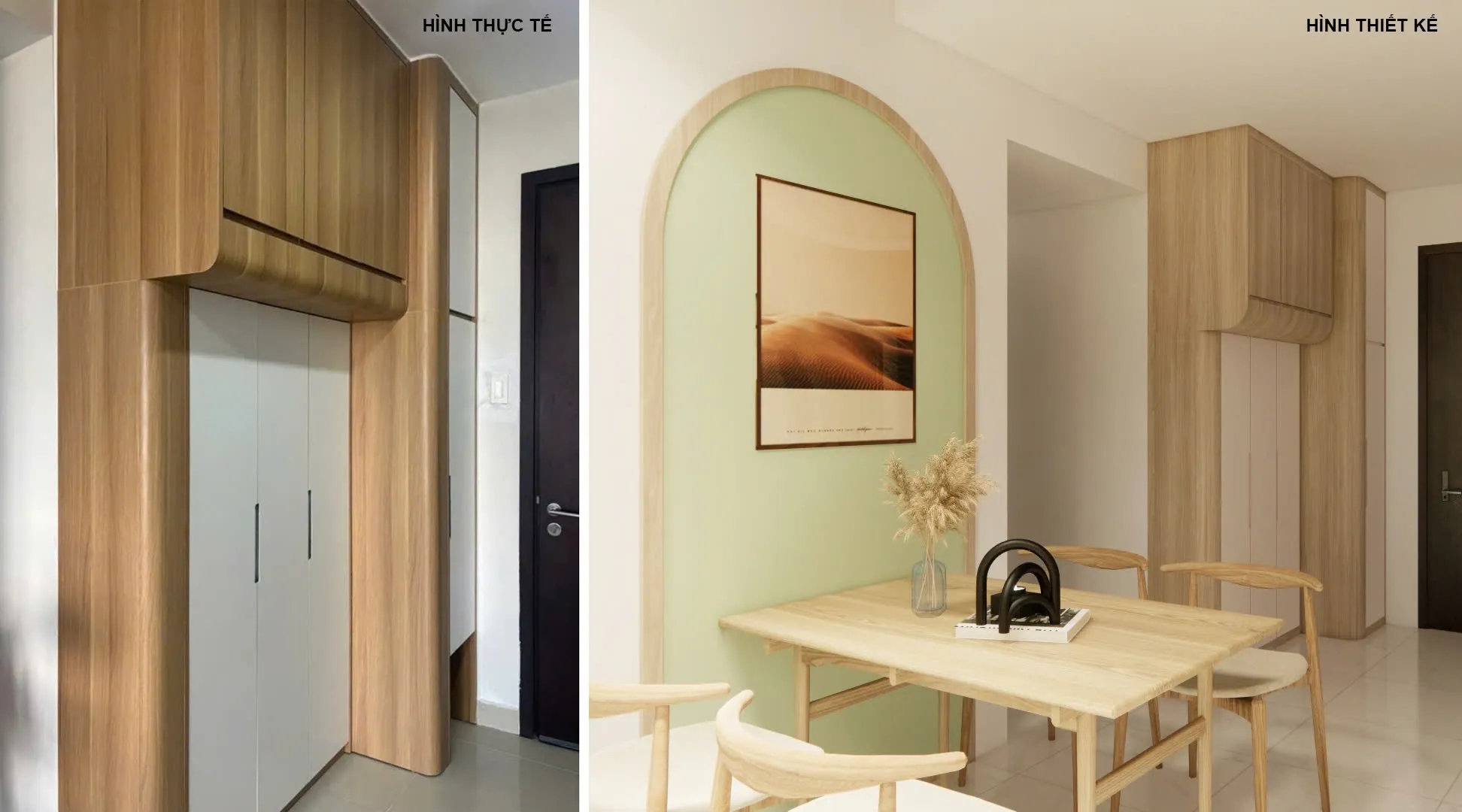 Đối chiếu thiết kế và thực tế khu vực bàn ăn Celadon City Tân Phú