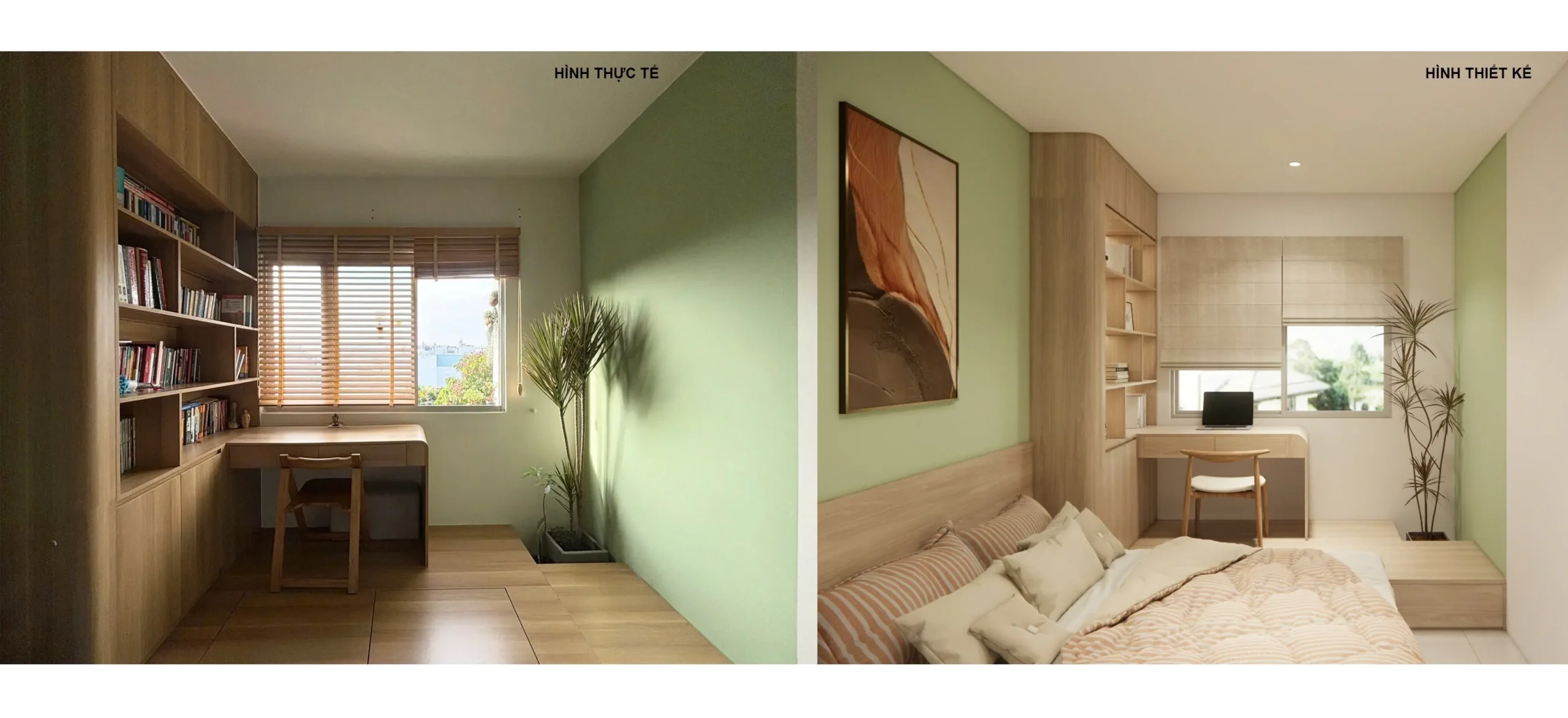 So sánh hình thiết kế và thực tế phòng ngủ Celadon City
